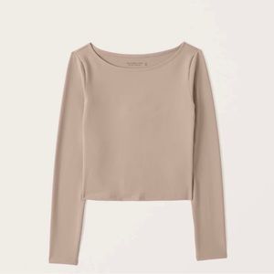 Abercrombie SoftAF Seamless Fabric Boatneck Top in Taupe